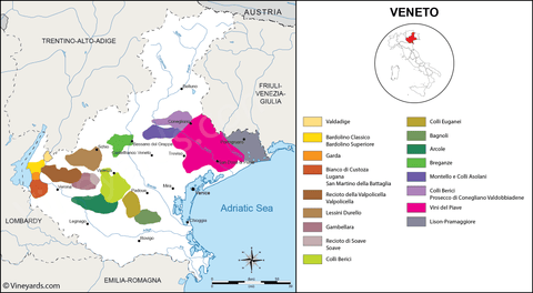 Voorbeeld van een wijnstreek: Veneto