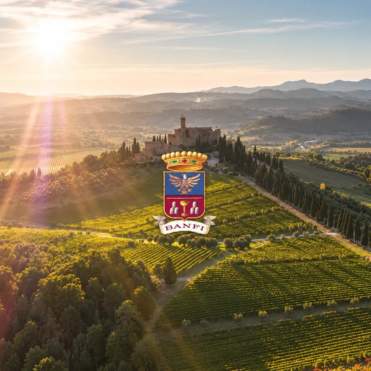 Castello Banfi, sfeerfoto met logo