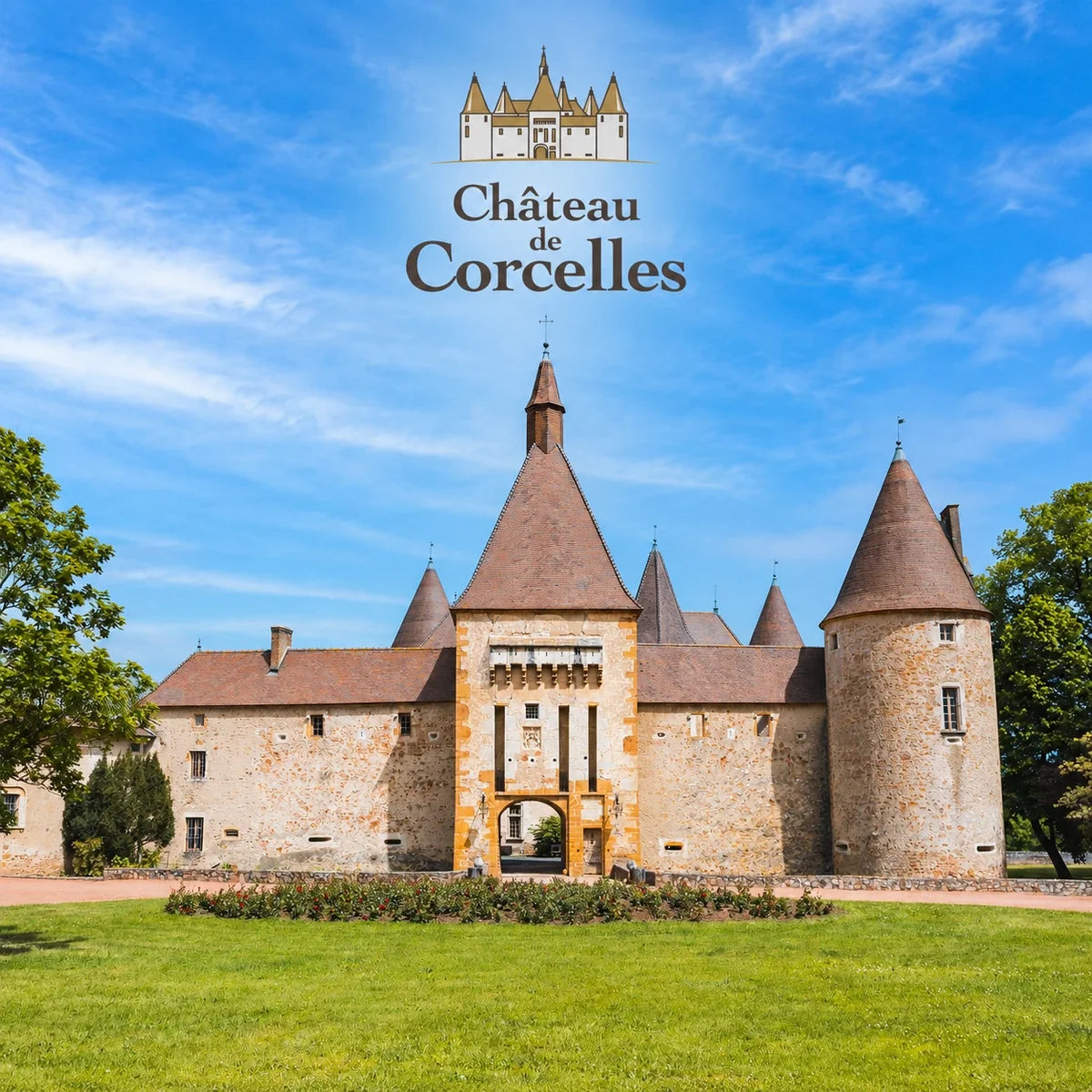 Château de Corcelles, sfeerfoto met logo