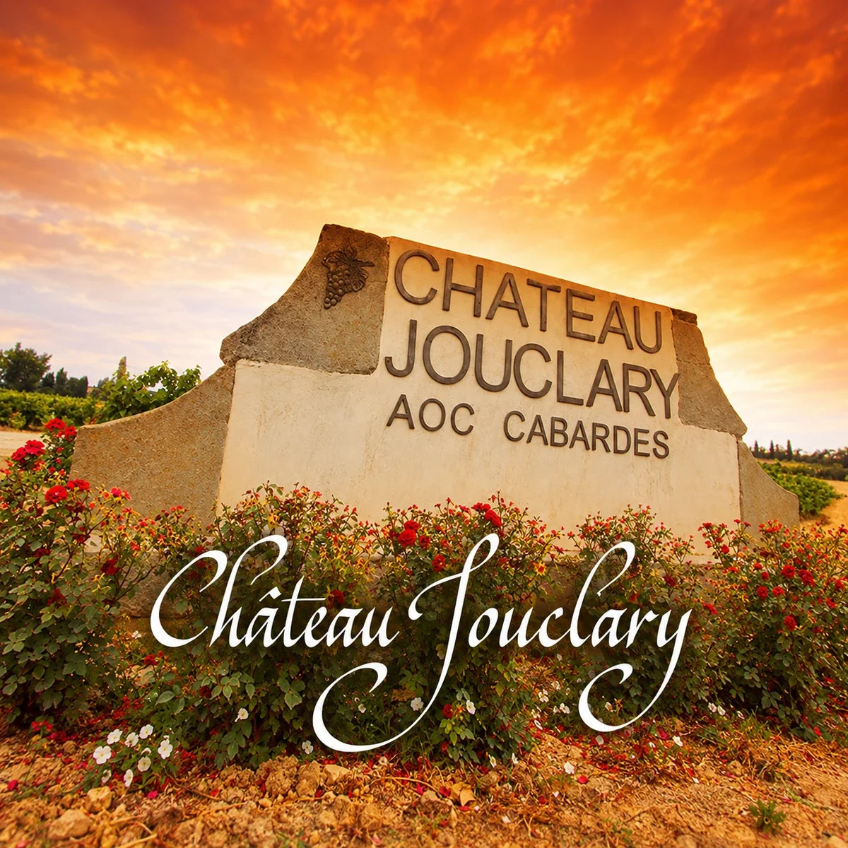 Château Jouclary met het logo van het wijnhuis