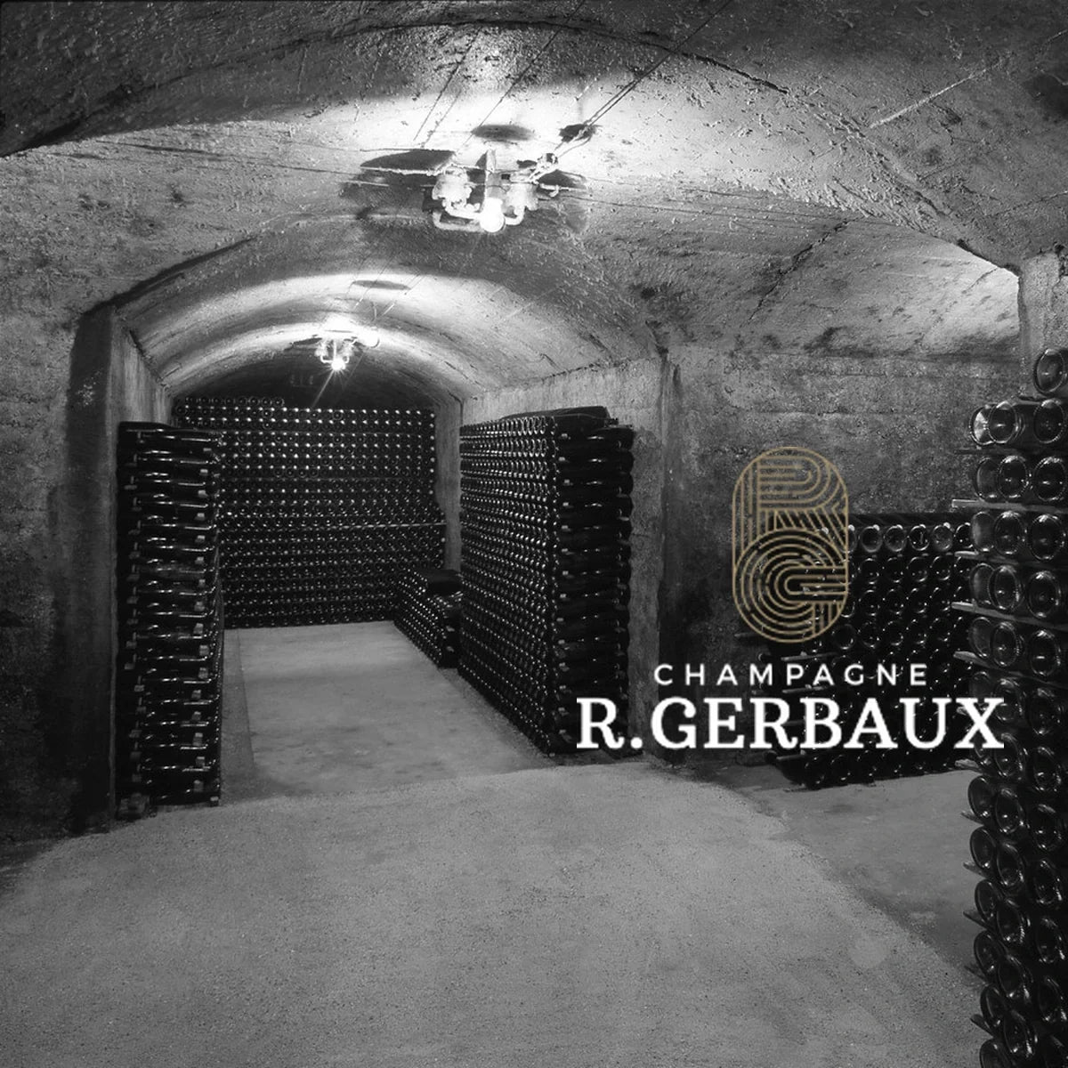 Champagne R Gerbaux, sfeerfoto met wijnhuislogo