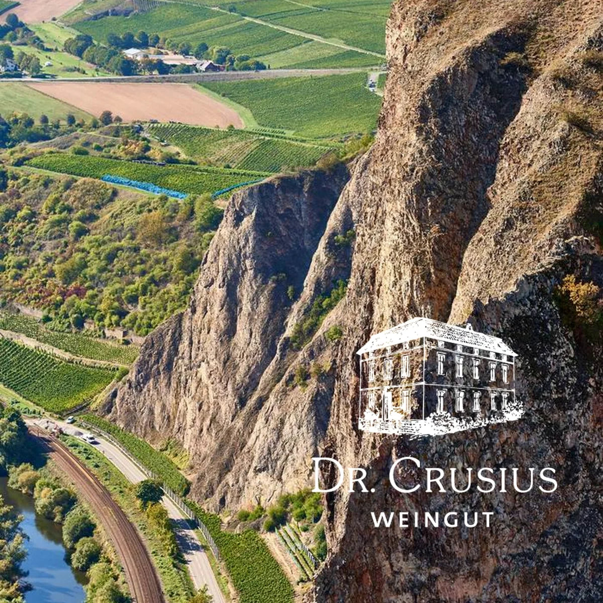 Dr. Crusius met origineel wijnhuislogo