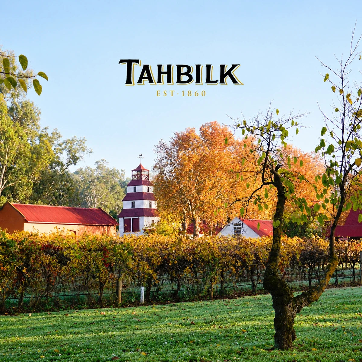 Tahbilk, sfeerfoto met logo