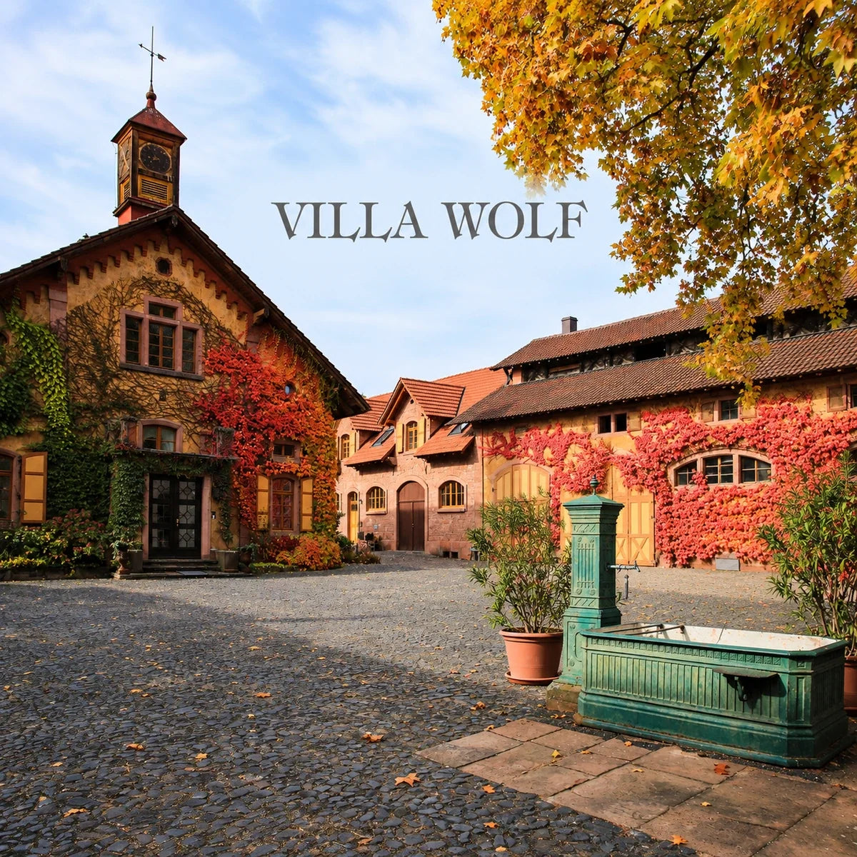 Villa Wolf Ernst Loosen, sfeerfoto met logo