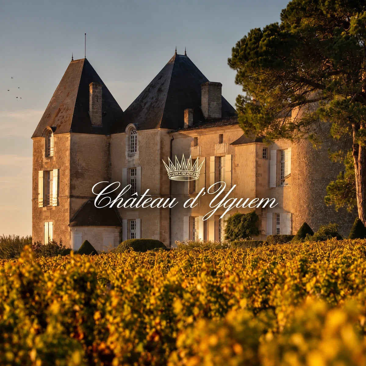 Château d'Yquem met het logo van het wijnhuis