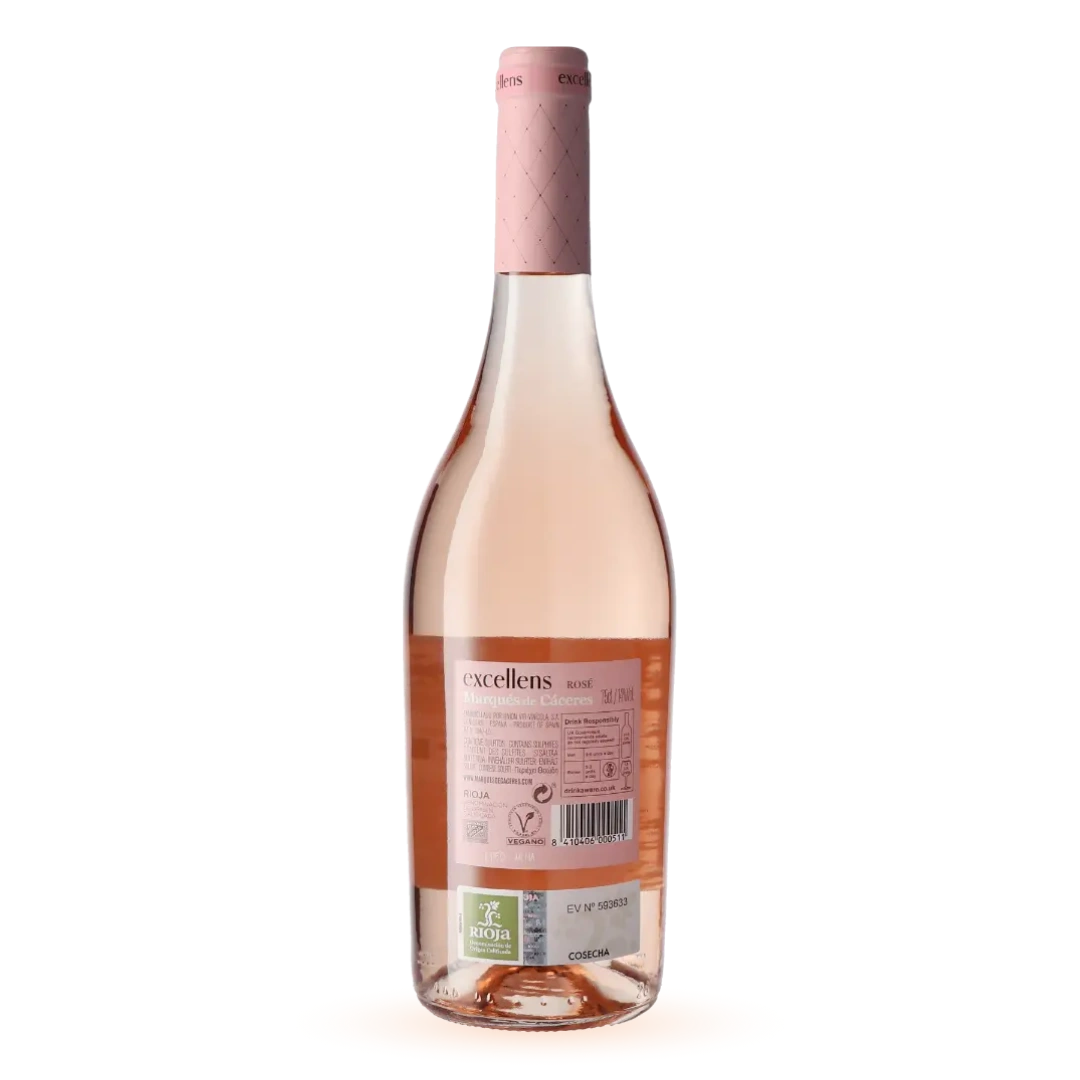 Bodegas Marqués de Cáceres Excellens Rosé achterkant label