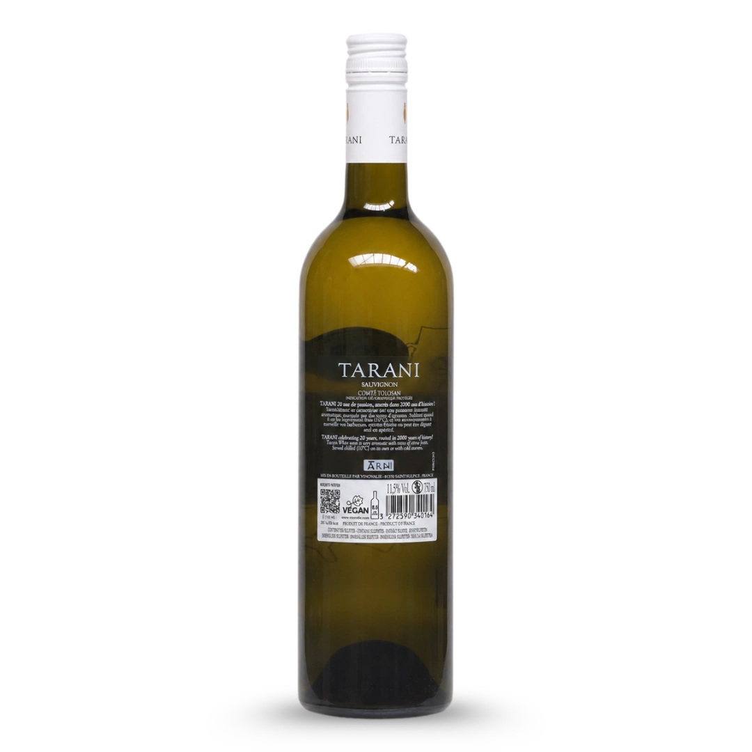 Tarani Sauvignon - achterkant label