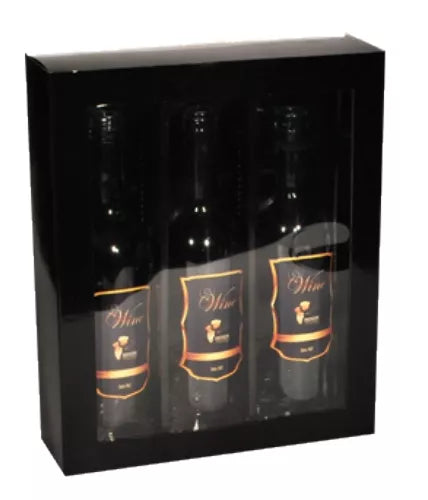 Kado Doos Zwart Met Venster 3 Fles