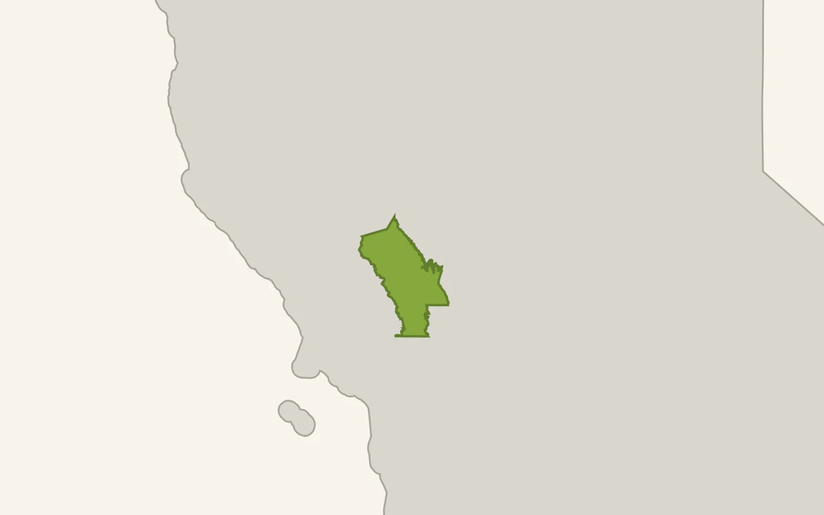 Detailkaart van Noord-Californië met de officiële Napa Valley AVA-grens groen gemarkeerd